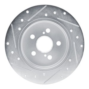 Toyota Corolla Brake Rotor (1) - Rear Right - R1 Concepts - Drilled & Slotted - Silver - `19-`25